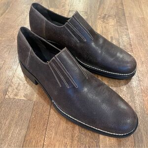 Men's Brown Leather Slip-On Shoes
